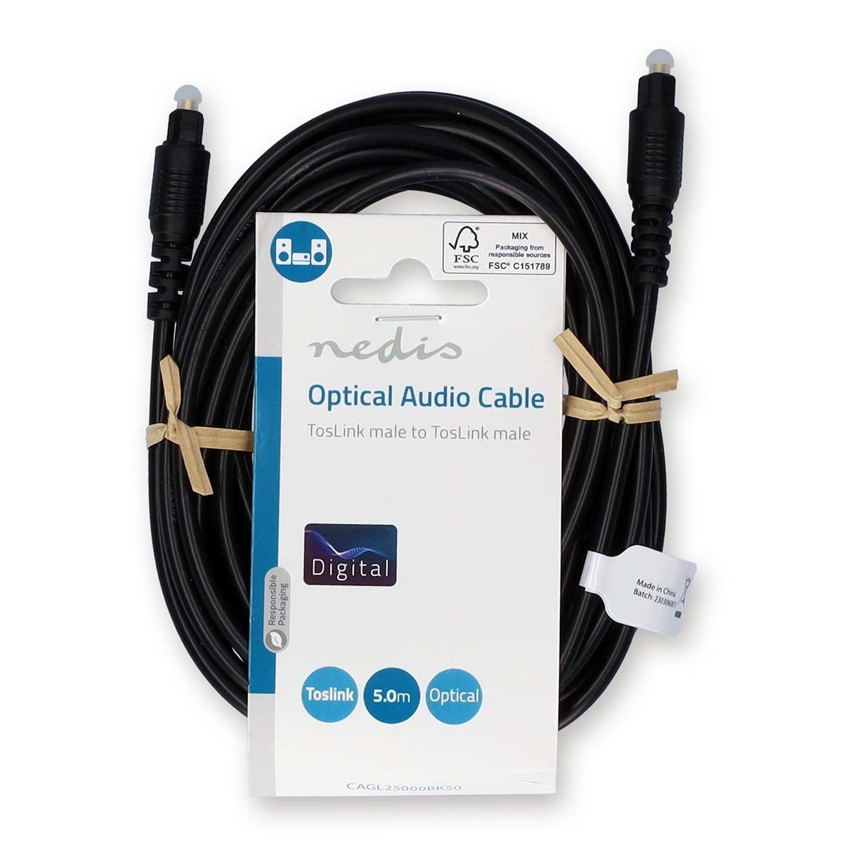 Optical audio cable | TosLink Male | TosLink Male | 5.00 m | Round | PVC | Black | Label