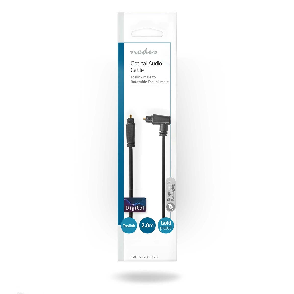 Optical audio cable | TosLink Male | TosLink Male | Rotatable | 2.00 m | Round | PVC | Black | Envelope