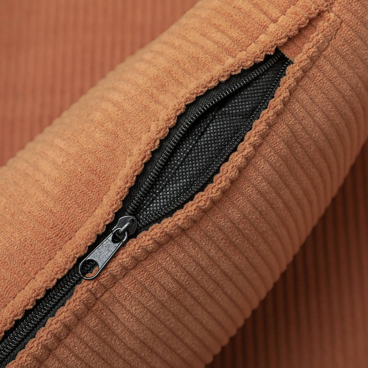 Orange Corduroy Armchair – High-Density Foam, Wood Frame