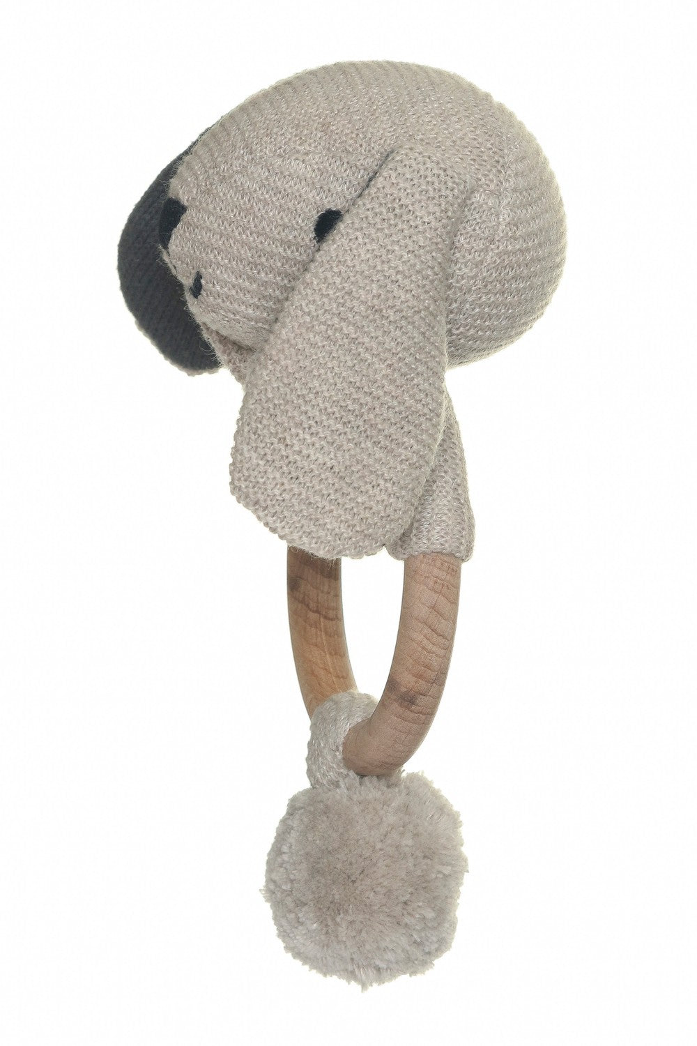 Organic Cotton Knitted Dog Rattle, 16cm, Baby Safe