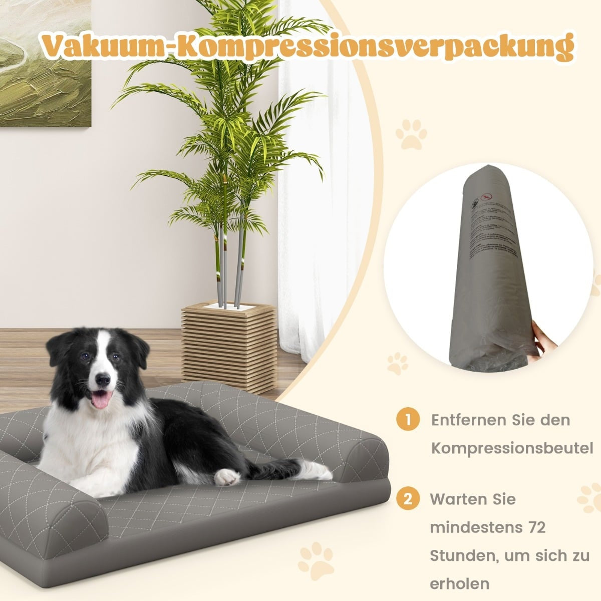 Orthopedic Dog Bed, Medium, Egg Crate Foam, Gray