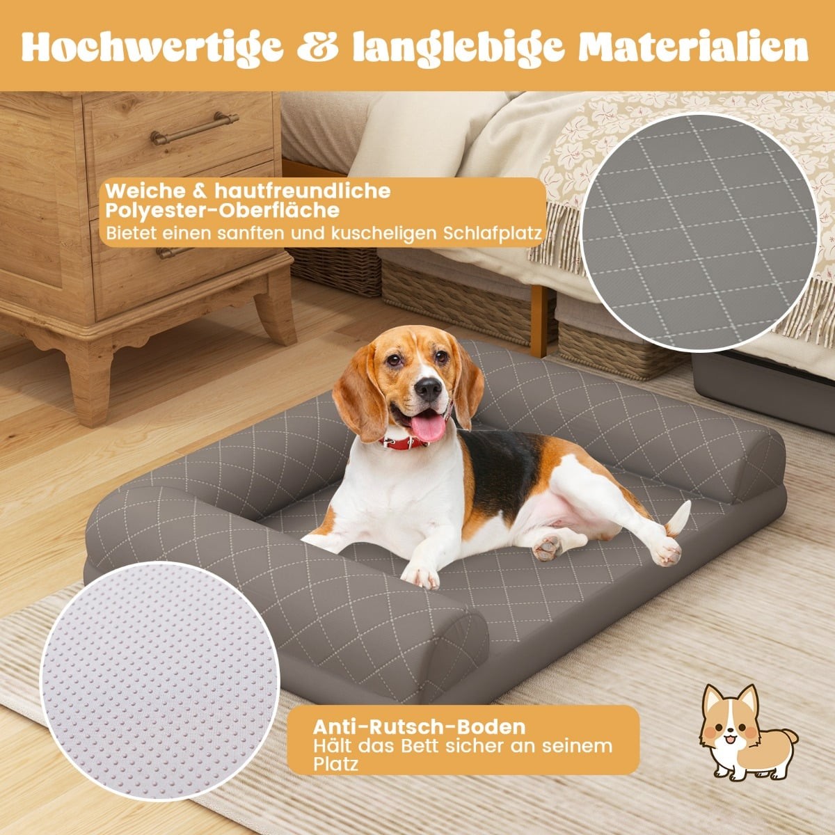 Orthopedic Dog Bed, Medium, Egg Crate Foam, Gray