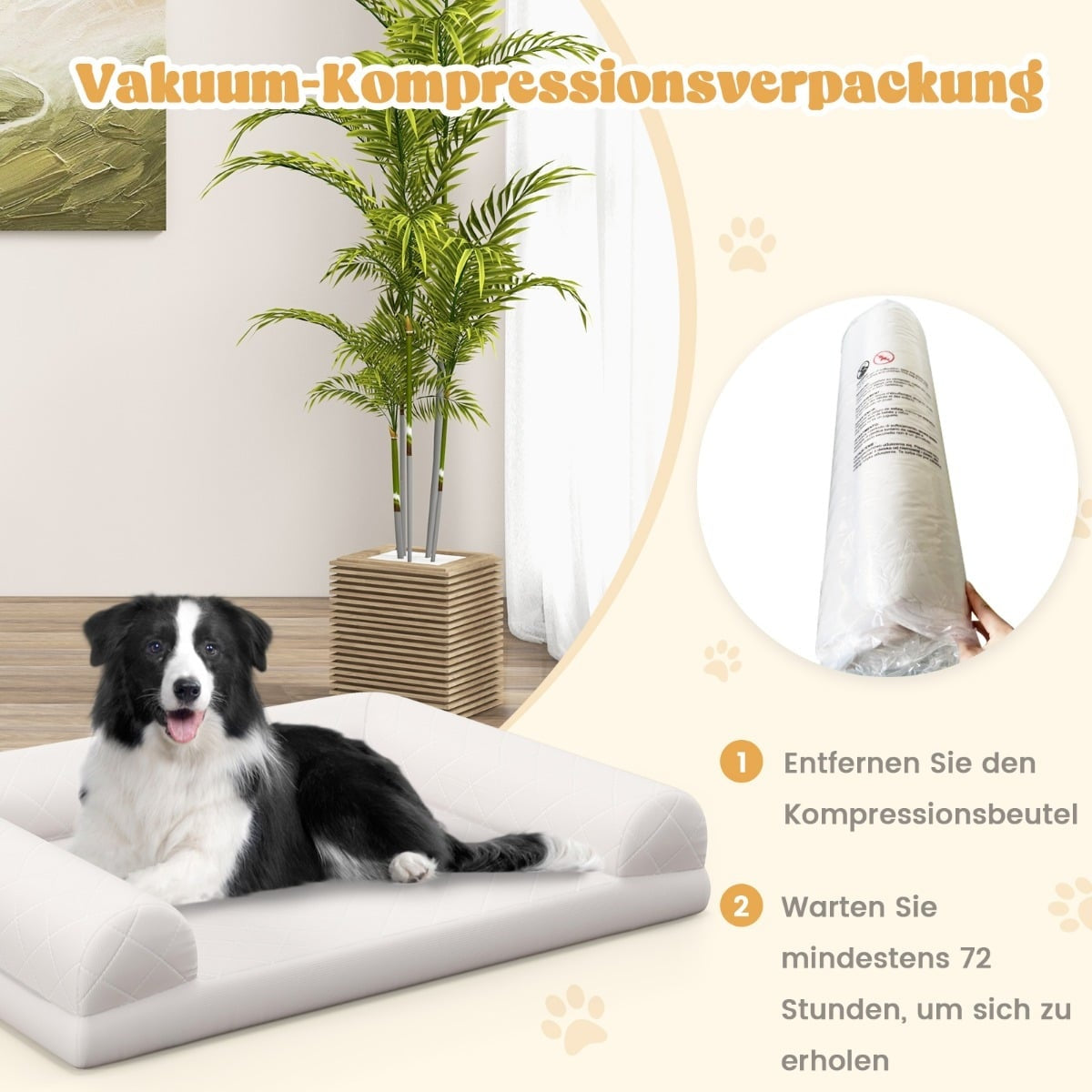 Orthopedic Dog Bed for Medium Dogs, Egg Crate Foam, Beige