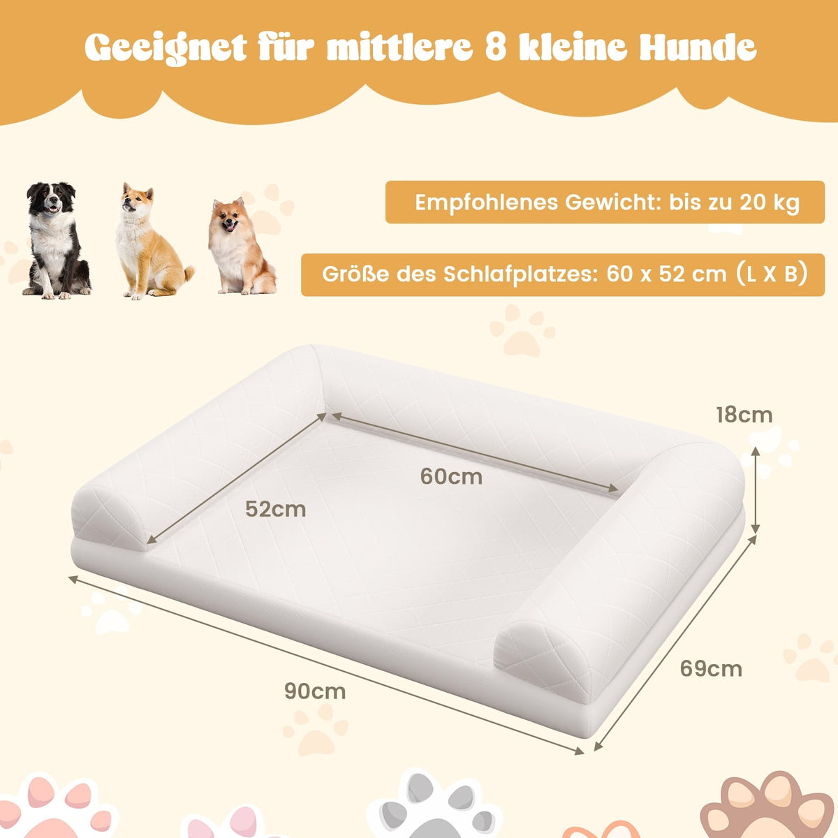 Orthopedic Dog Bed for Medium Dogs, Egg Crate Foam, Beige