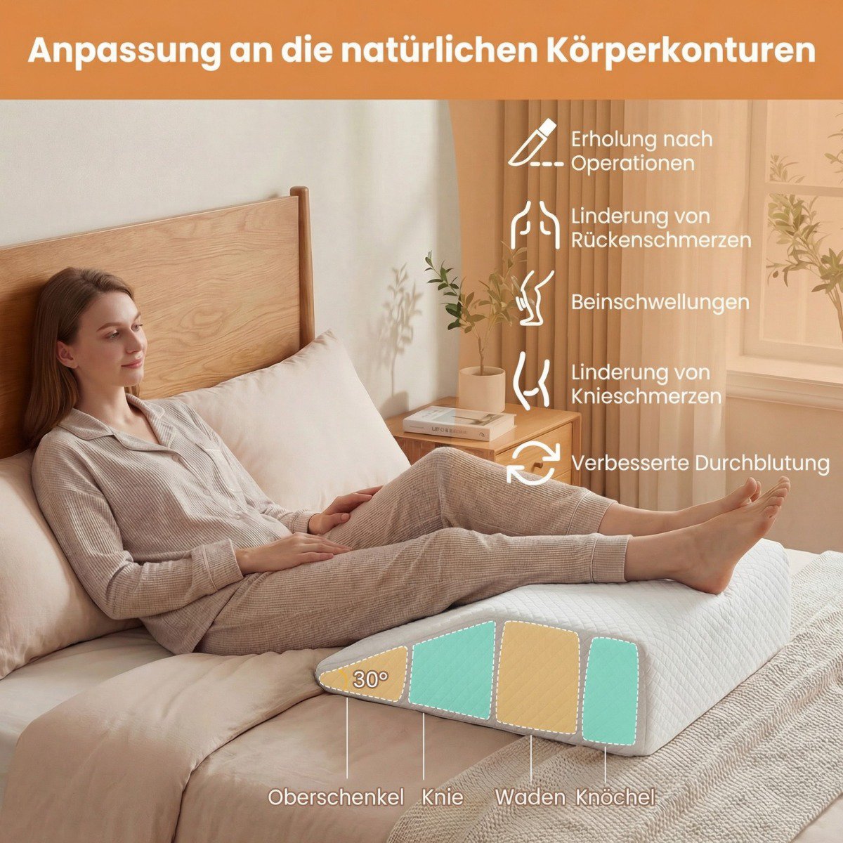 Orthopedic Foam Leg Pillow, Removable & Washable Cover