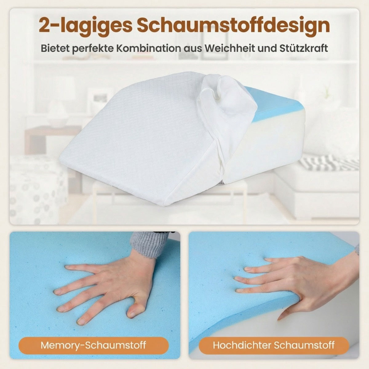 Orthopedic Foam Leg Pillow, Removable & Washable Cover