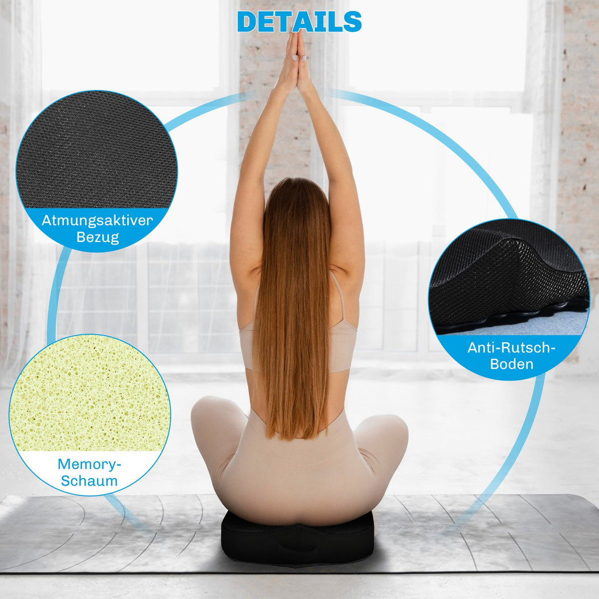 Orthopedic seat cushion, ergonomic seat cushion for office chair, car etc., coccyx cushion made of memory foam for coccyx, sciatica, hemorrhoids, back pain relief, black