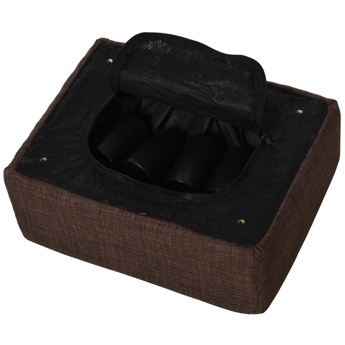 Ottoman Footstool Rectangular Footrest Made Of Linen, Upholstered Stool Holds Up To 100 Kg, For Living Room, Hallway, Brown, 40 X 30 X 24 Cm