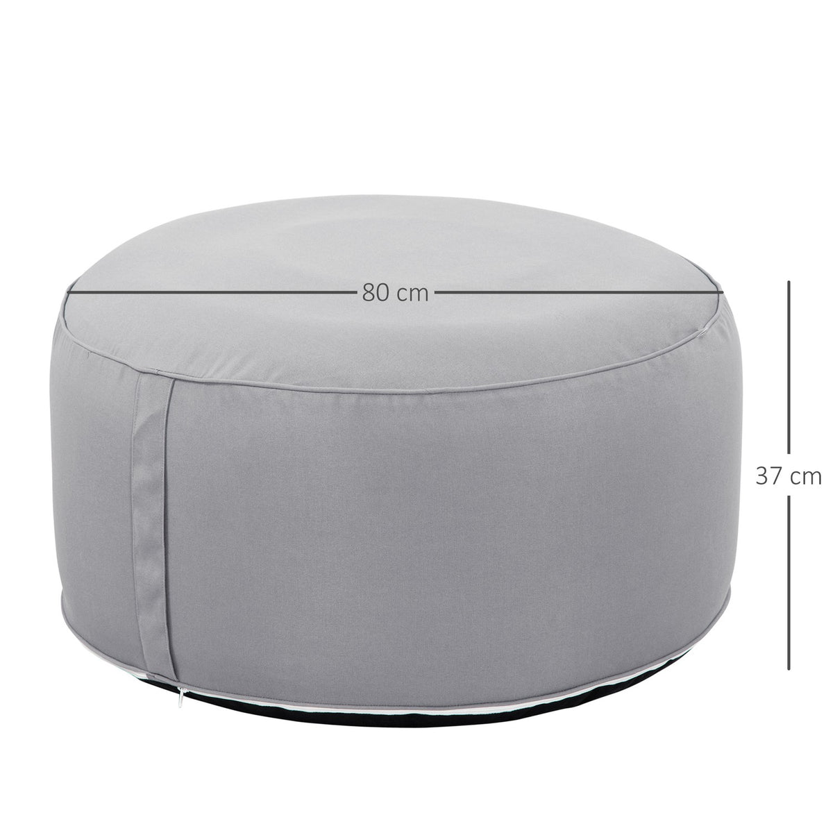 Ottoman, Inflatable Footstool, Footrest For Indoor And Outdoor Use, Load Capacity Up To 150 Kg, Polyester, Dark Gray, 80 X 80 X 37 Cm