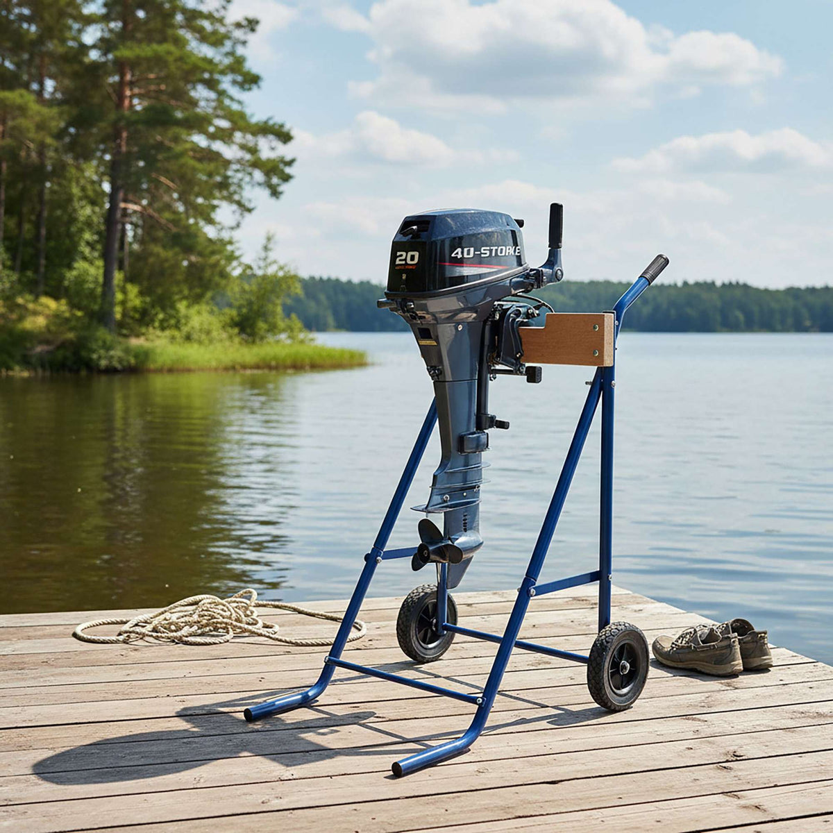 Outboard Motor Stand, Steel & Wood, 100 kg Capacity