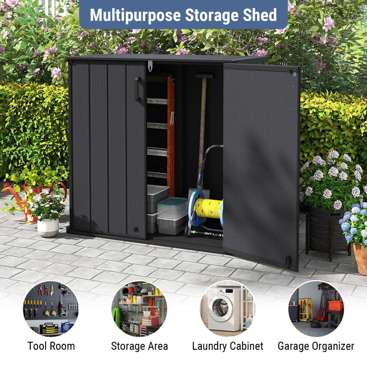 Outdoor 23.5 Cu.ft Black Storage Box, Lockable & Waterproof