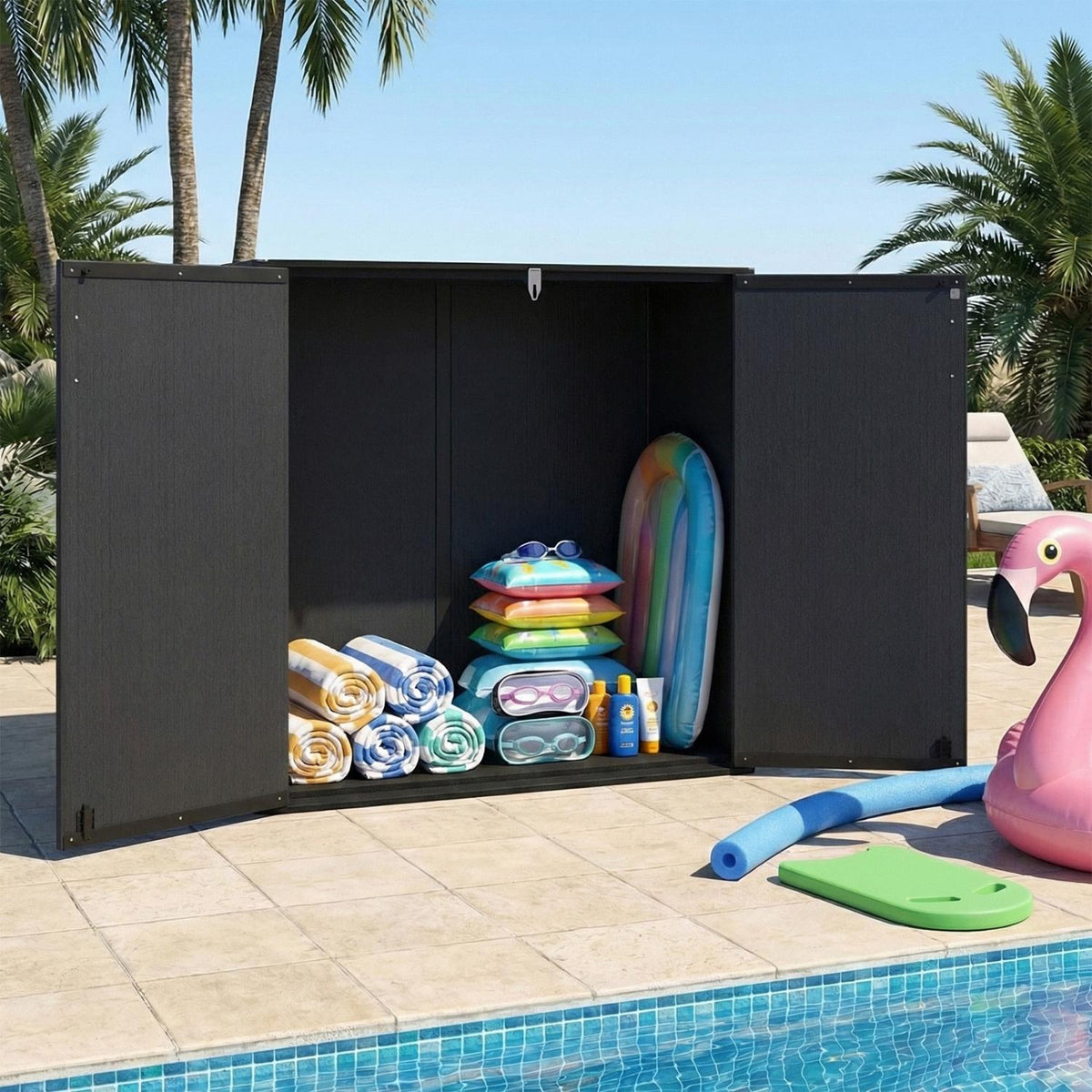 Outdoor 23.5 Cu.ft Black Storage Box, Lockable & Waterproof