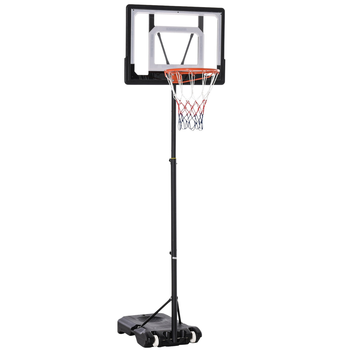 Outdoor Basketball Hoop Height-Adjustable Basketball Stand For Children With Wheels, Black, 83 X 75 X 206-260 Cm