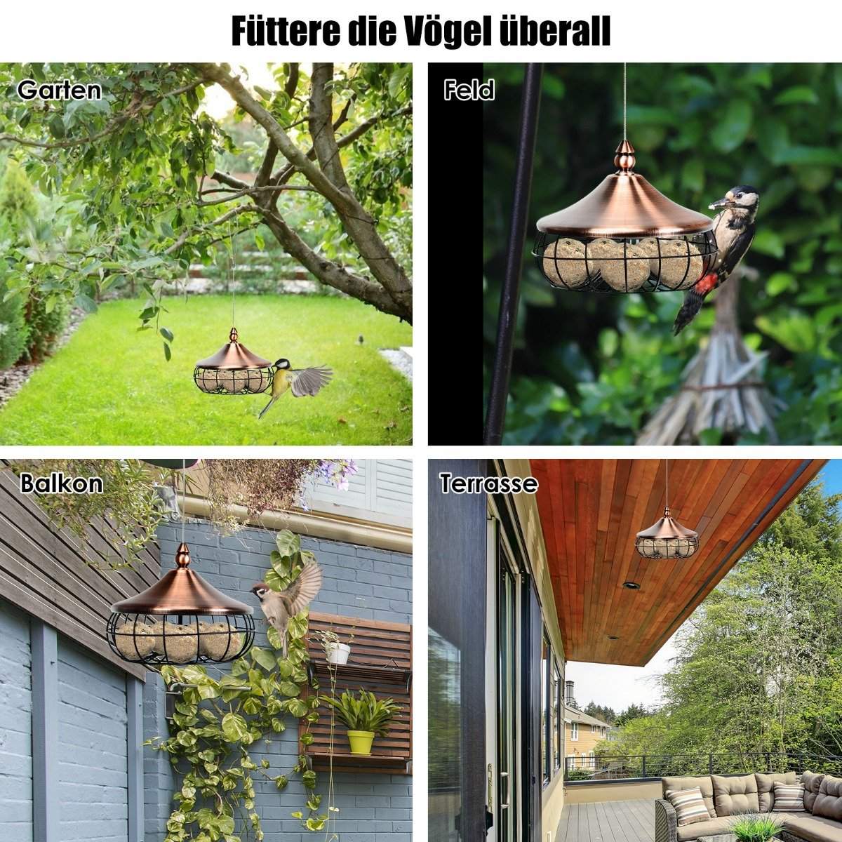 Outdoor Bird Feeder Hanging Wild Bird Feeder 17 x 17 x 14 cm