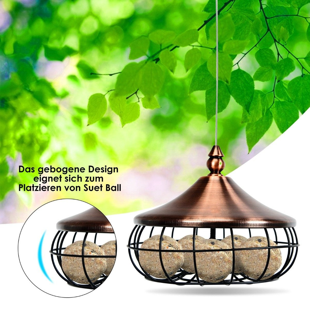 Outdoor Bird Feeder Hanging Wild Bird Feeder 17 x 17 x 14 cm