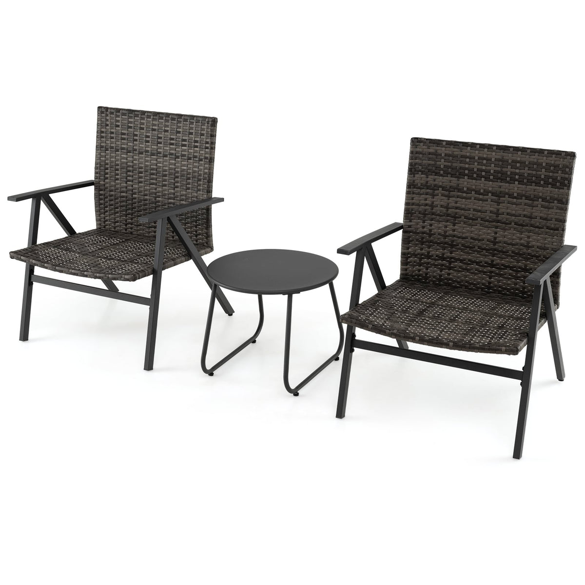 Outdoor Bistro Set – 3-Piece Rattan Chairs & Table