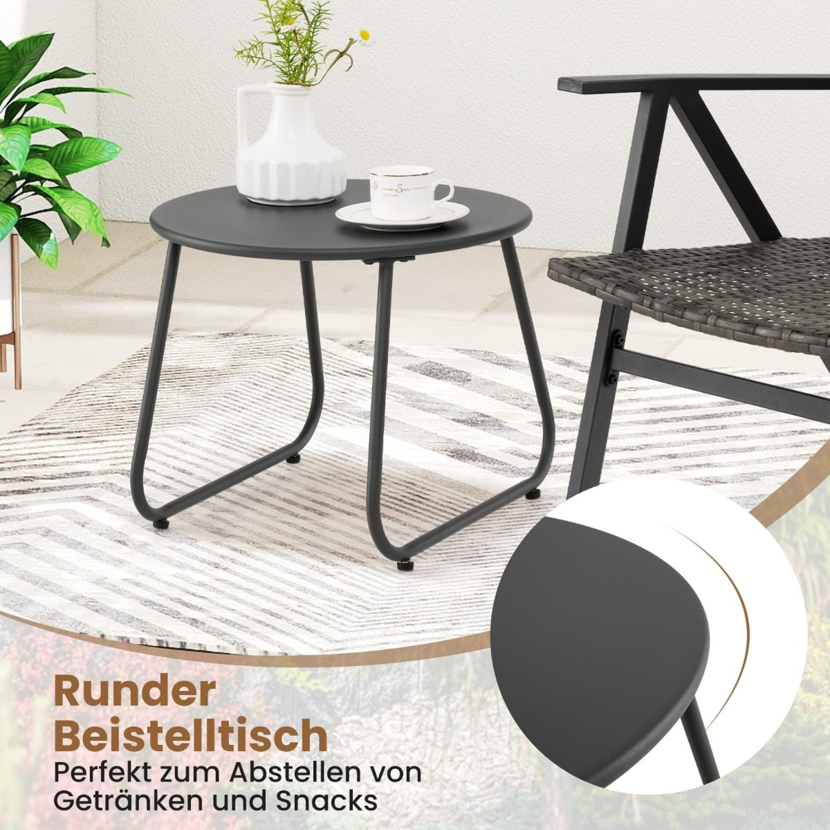 Outdoor Bistro Set – 3-Piece Rattan Chairs & Table