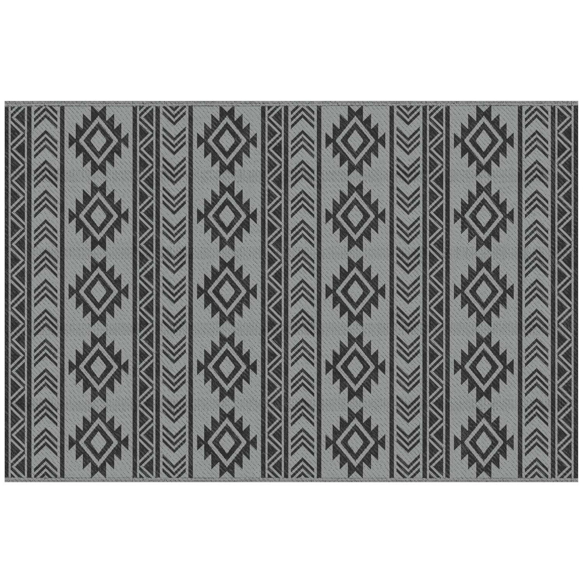 Outdoor Carpet Waterproof Plastic Carpet Balcony Carpet With Double Sided Design Patio Black+Grey 182X274Cm