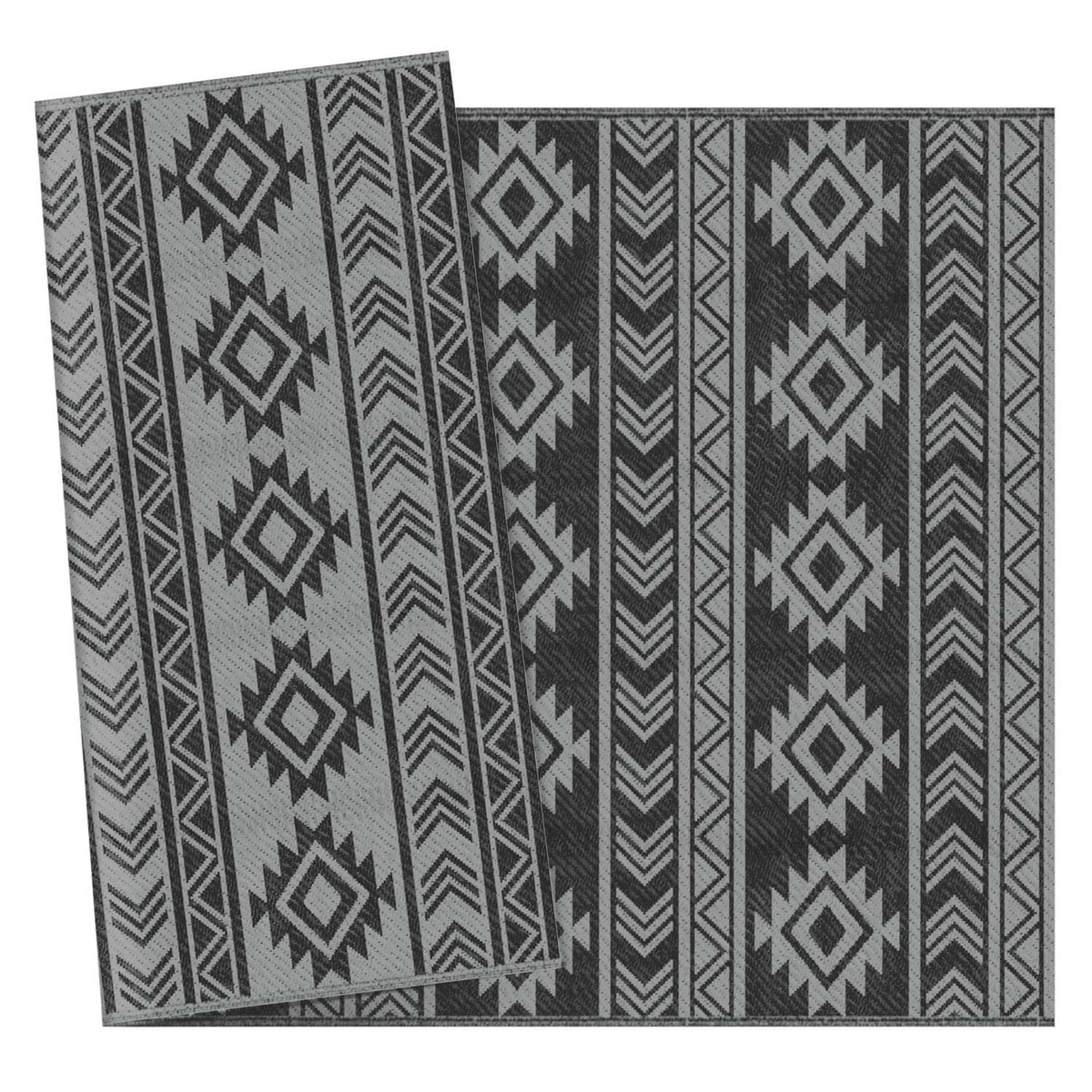 Outdoor Carpet Waterproof Plastic Carpet Balcony Carpet With Double Sided Design Patio Black+Grey 182X274Cm