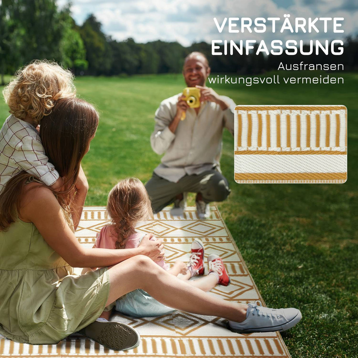 Outdoor Carpet Waterproof Plastic Carpet, Ideal For Garden & Camping, Coffee+White, 121X182Cm