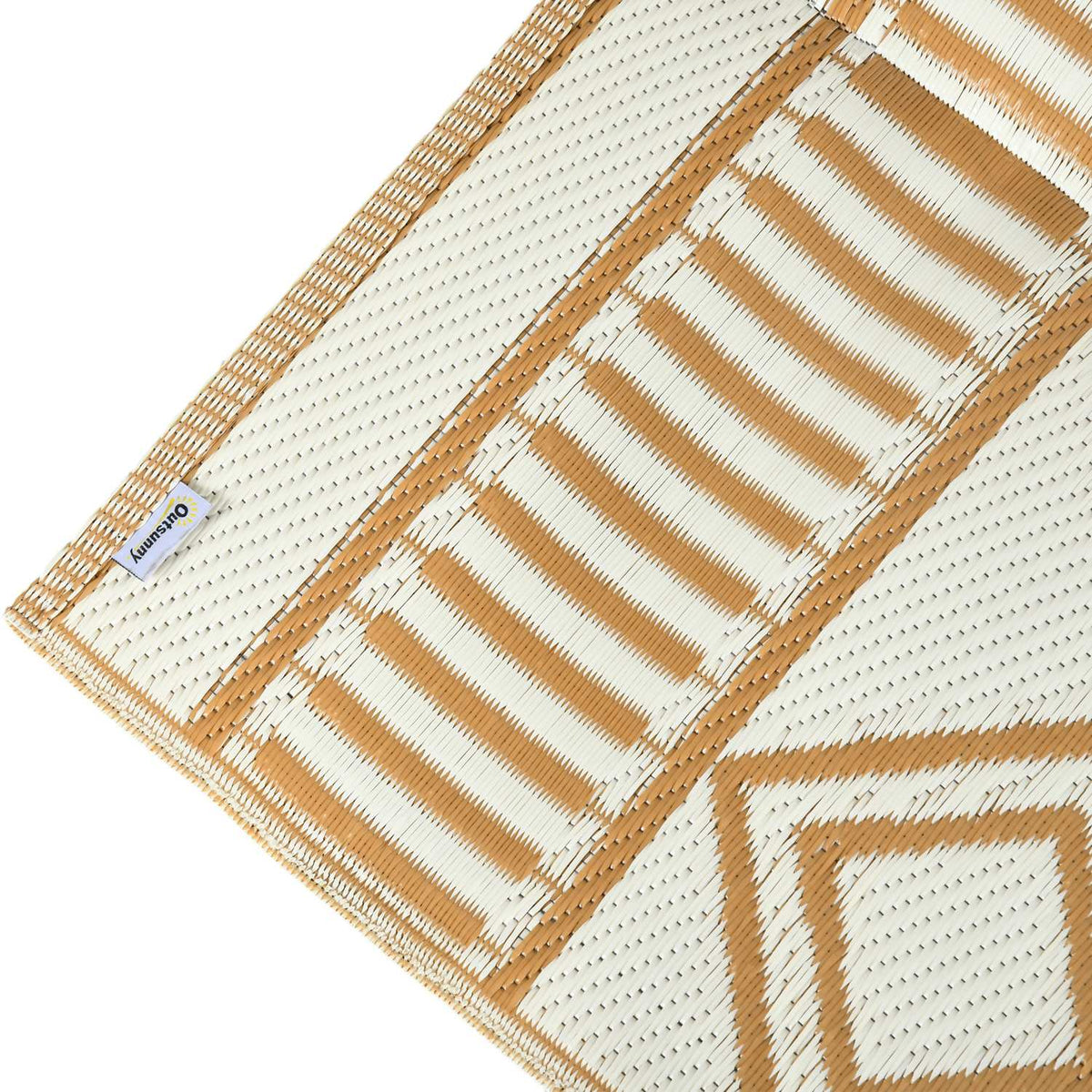 Outdoor Carpet Waterproof Plastic Carpet, Ideal For Garden & Camping, Coffee+White, 121X182Cm