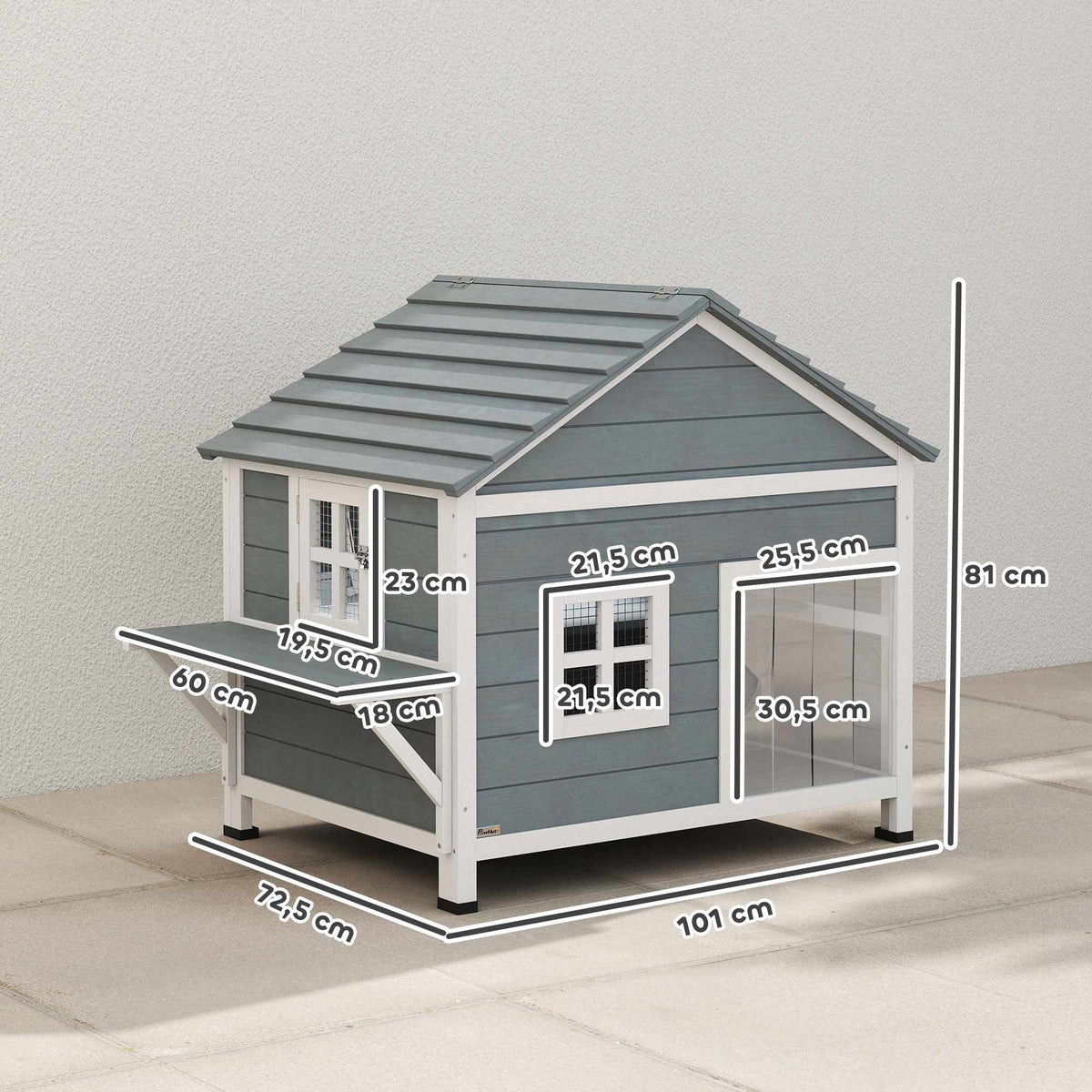 Outdoor Cat House, Elevated Design, Waterproof Roof