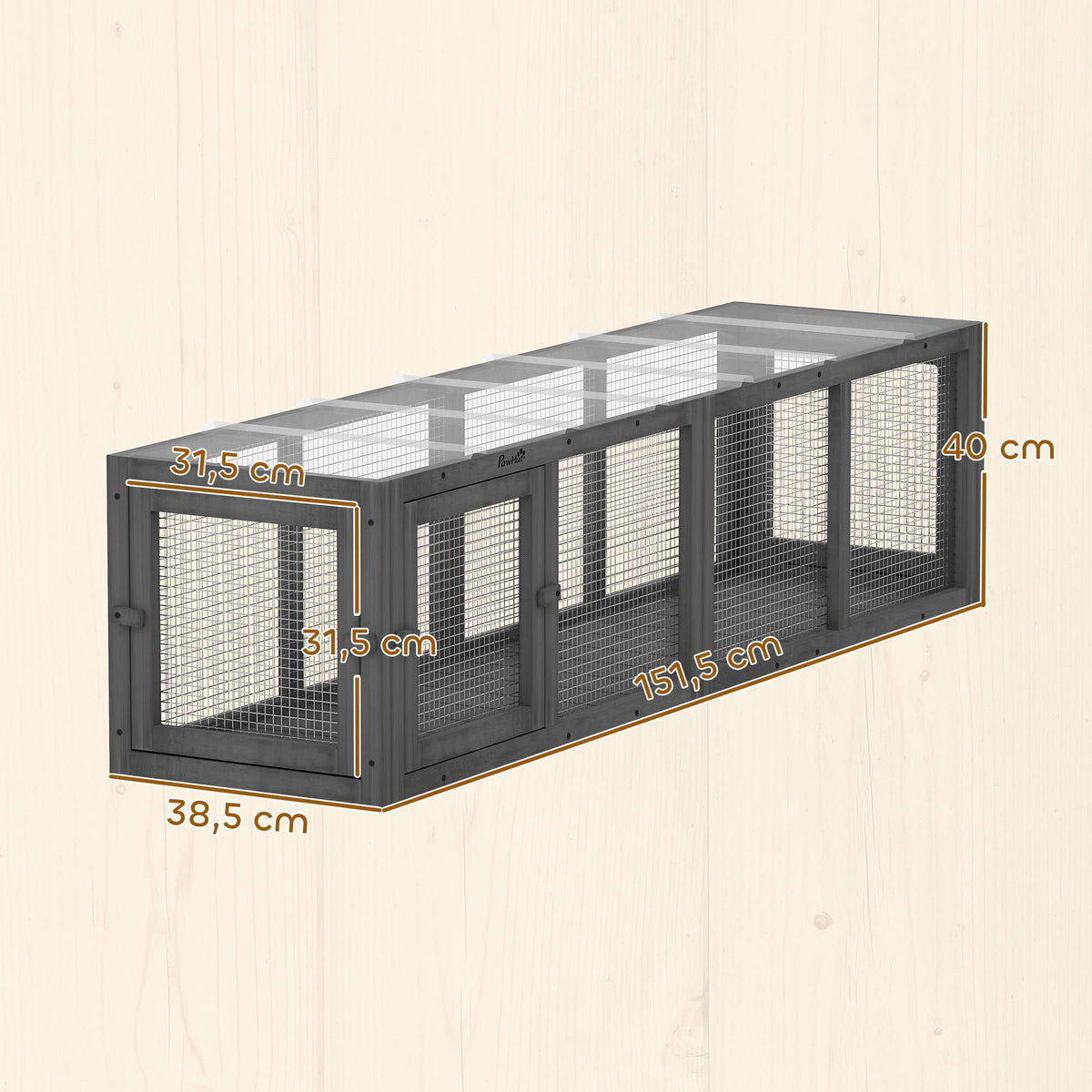Outdoor Cat Tunnel, Weatherproof Wood & Plastic, 146 cm