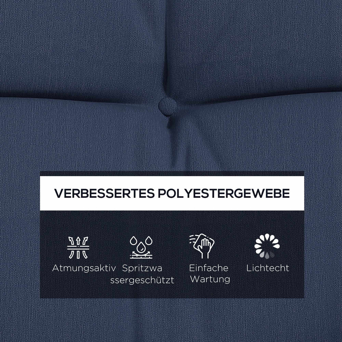 Outdoor Chair Cushion Set, 150x50 cm, Water-Resistant, Navy