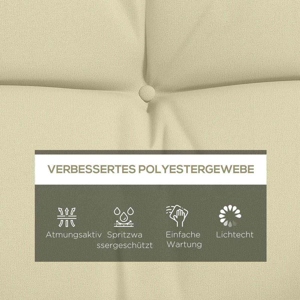 Outdoor Chair Cushion Set, Water-Repellent, 150x50 cm, Cream