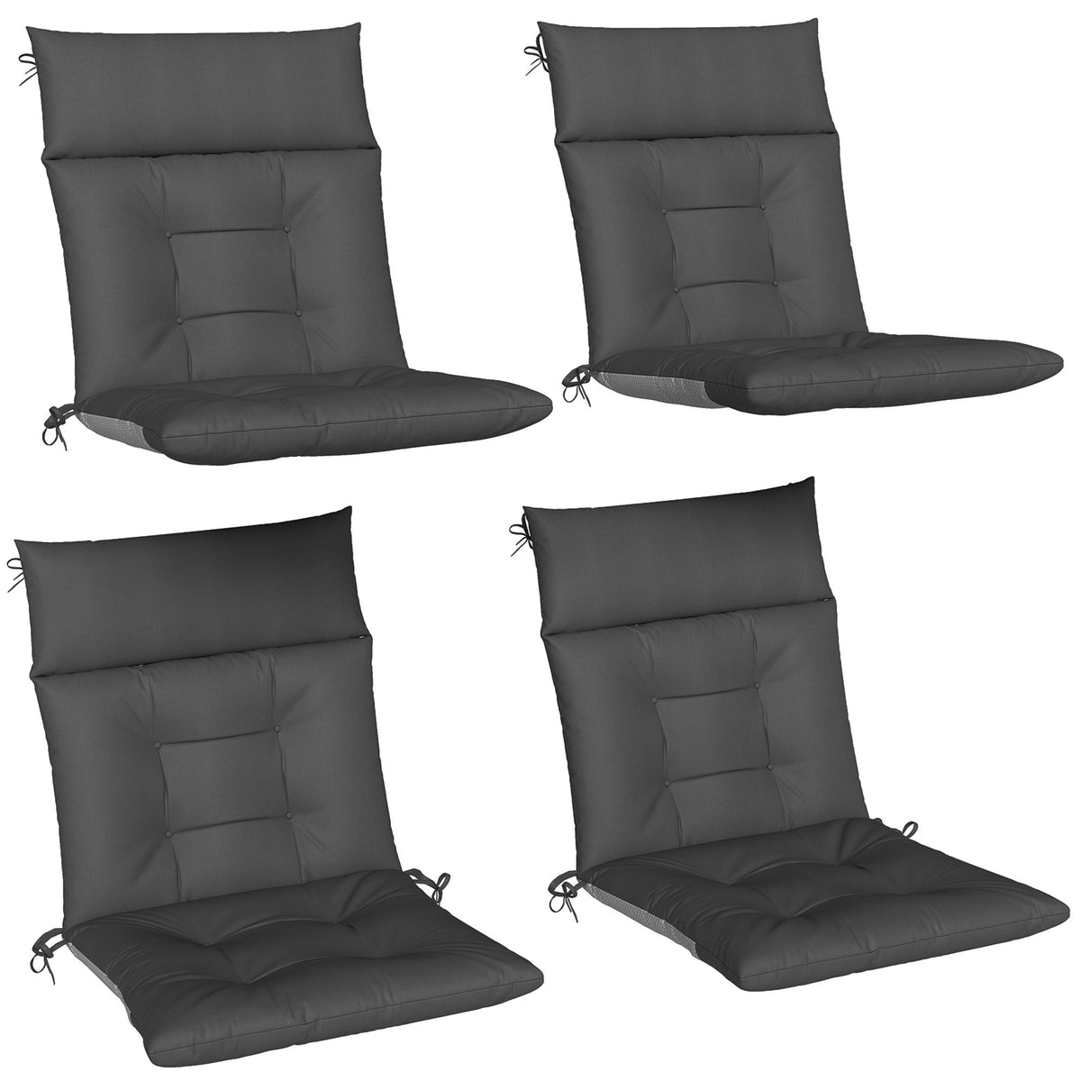 Outdoor Chair Cushion Set, Water-Repellent, Non-Slip, Dark Grey