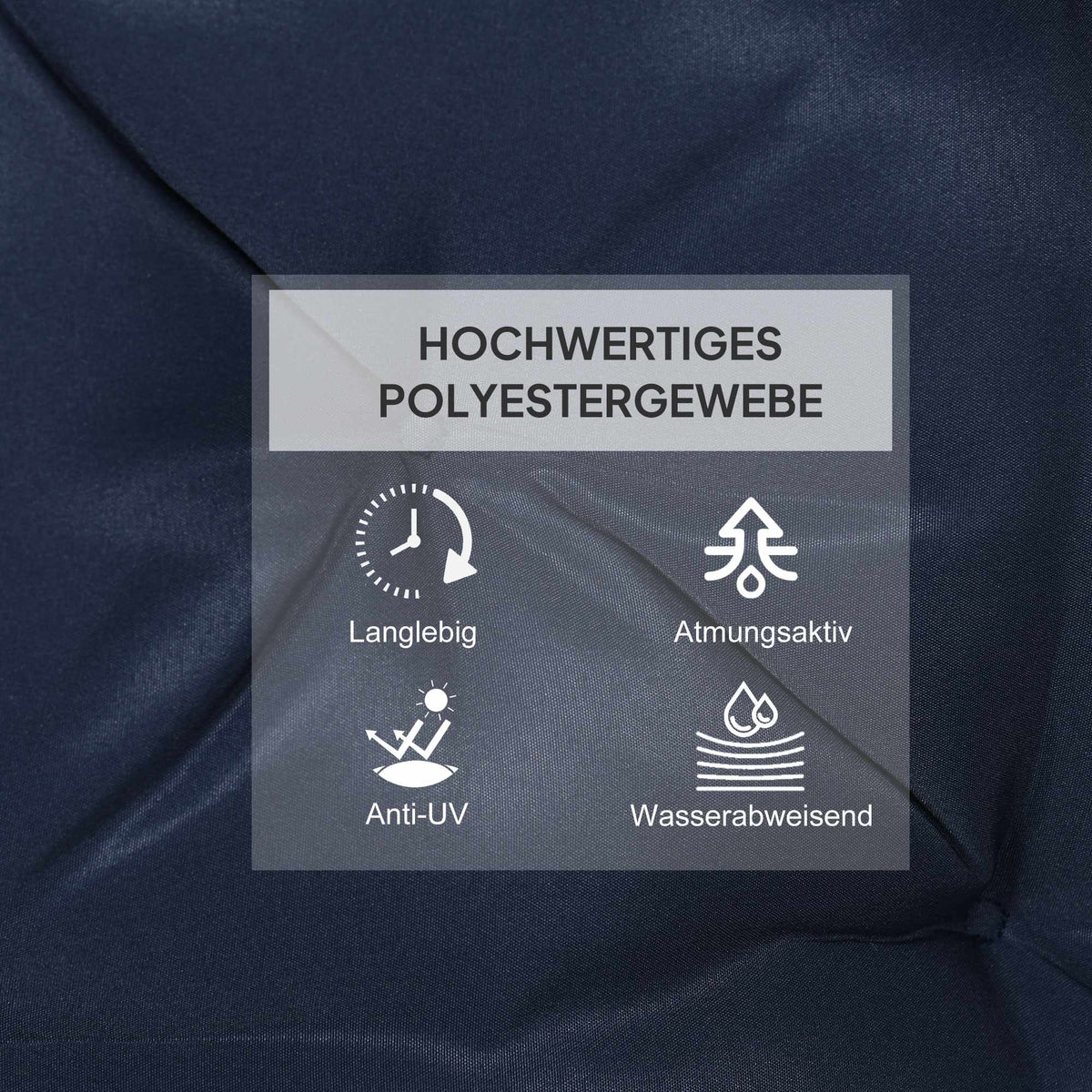 Outdoor Chair Cushions Set, 98x50 cm, Dark Blue, 8 cm Thick