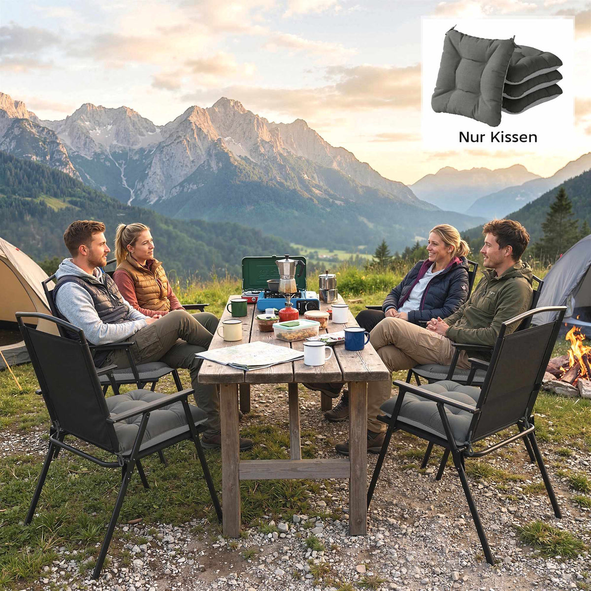 Outdoor Chair Cushions Set of 4, Non-Slip, 39.5x39.5x10 cm