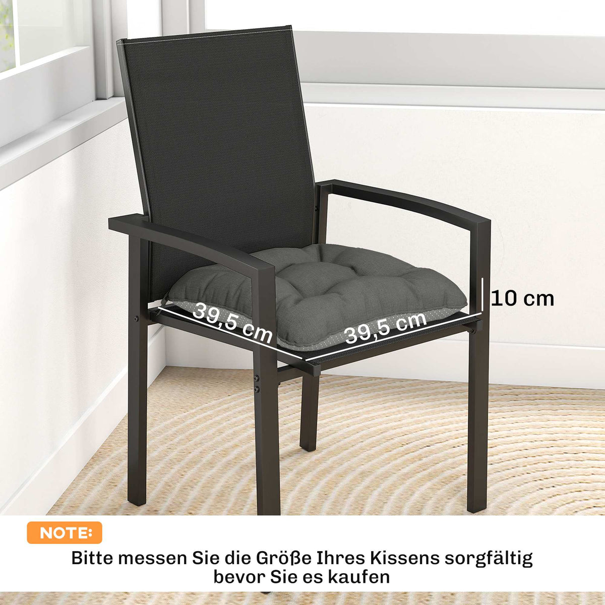 Outdoor Chair Cushions Set of 4, Non-Slip, 39.5x39.5x10 cm