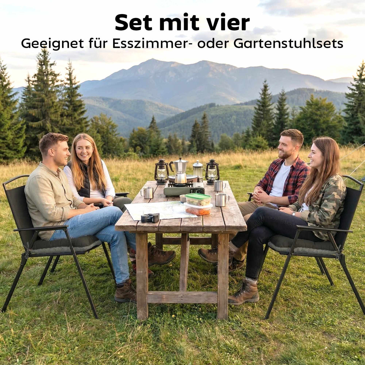 Outdoor Chair Cushions Set of 4, Non-Slip, 39.5x39.5x10 cm