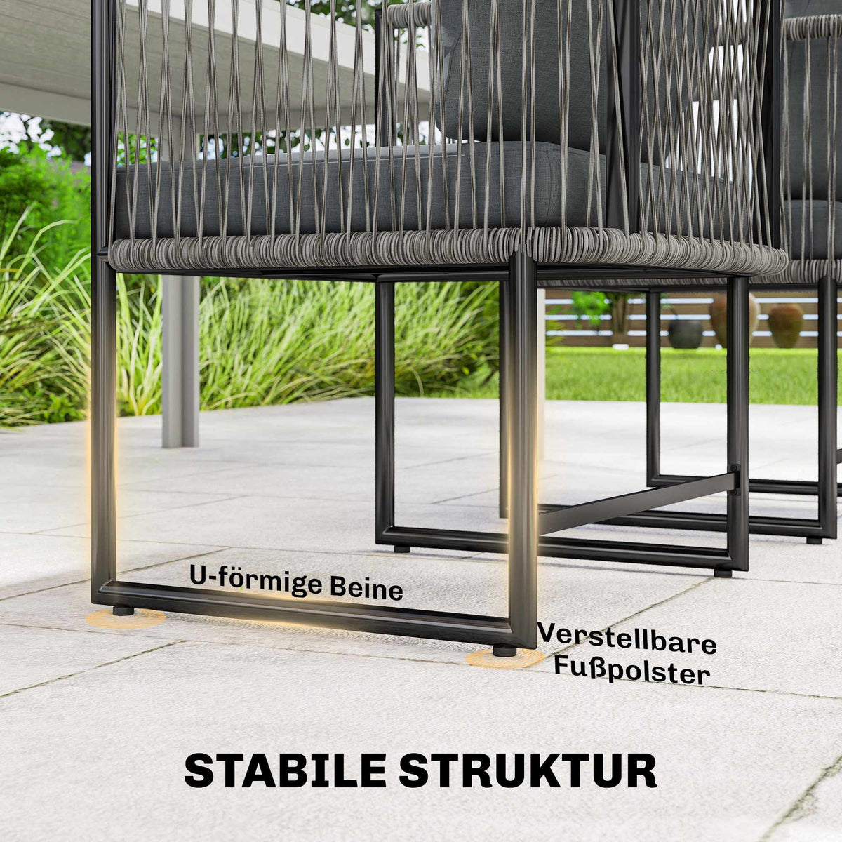 Outdoor Chairs Set, Steel Frame, PE Rattan, Cushioned