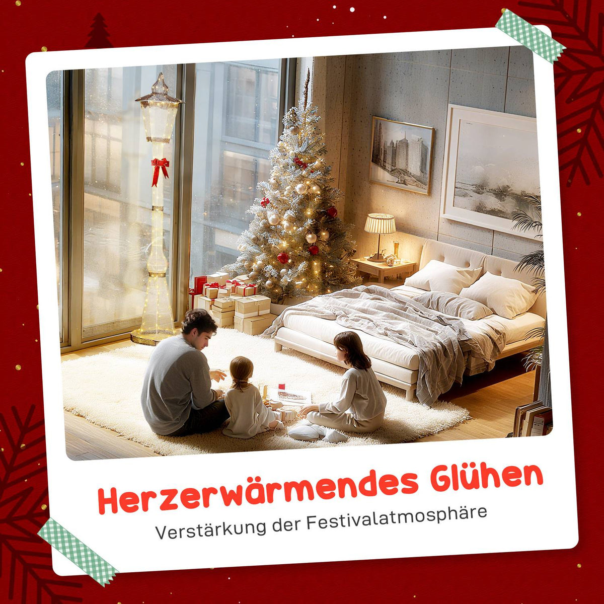 Outdoor Christmas Lantern Post, 215 cm, 155 LEDs, Waterproof