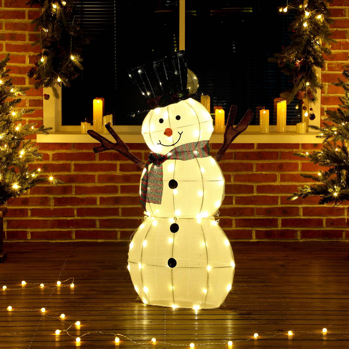 Outdoor Christmas Snowman Decoration with LED Lights
