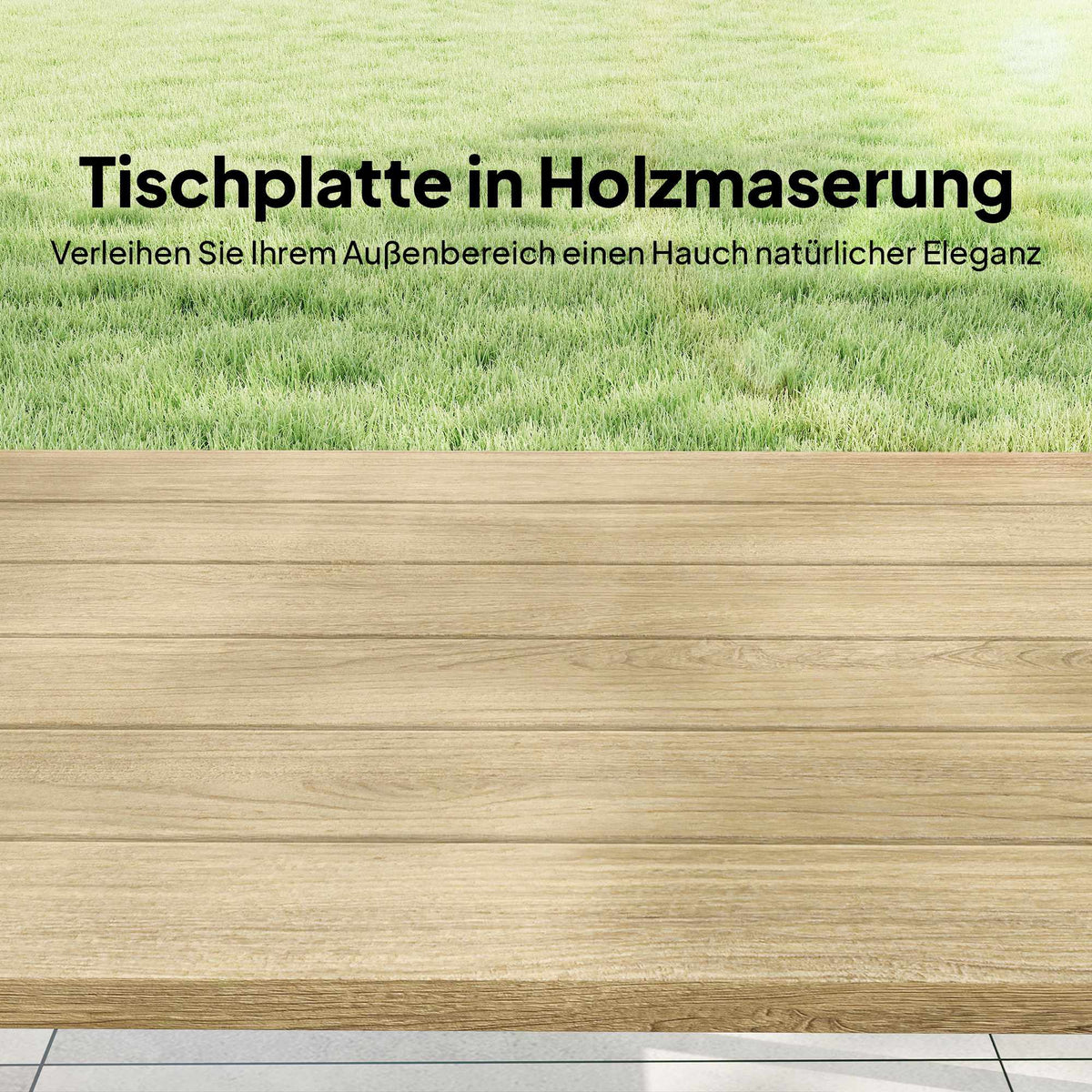 Outdoor Coffee Table, Wood-Look Top, 100x55 cm, Weatherproof