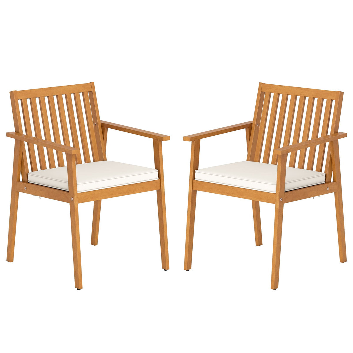Outdoor Dining Chairs Set, Acacia Wood, Removable Cushions
