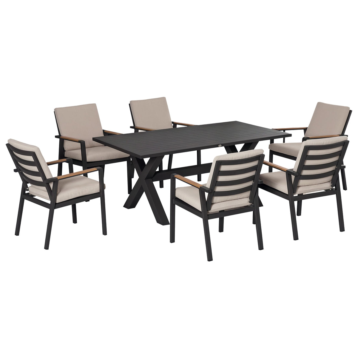 Outdoor Dining Set for 6, Weatherproof, Black/Grey