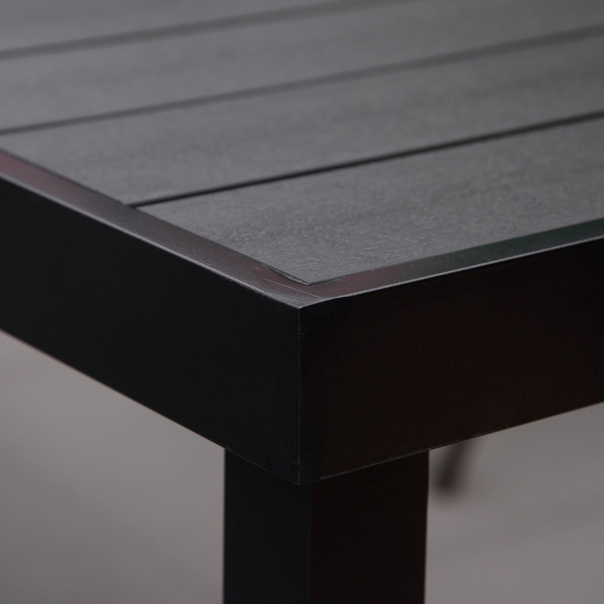 Outdoor Dining Table, Black, 190 x 90 x 74 cm, Seats 8