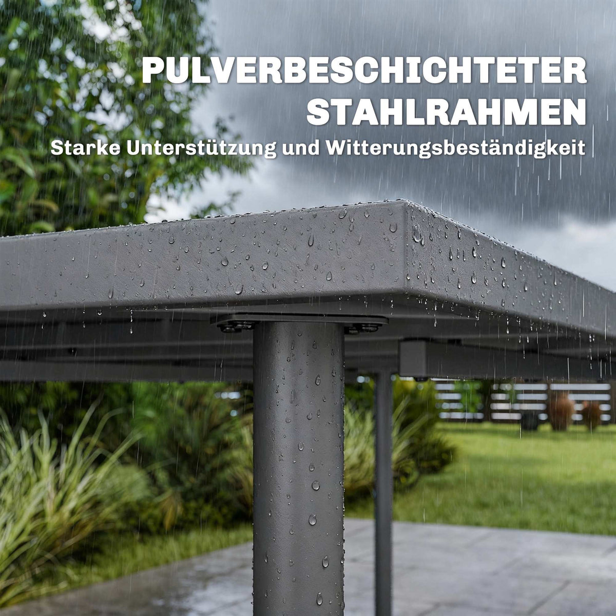 Outdoor Dining Table for 6, 165 x 80 cm, Steel Frame