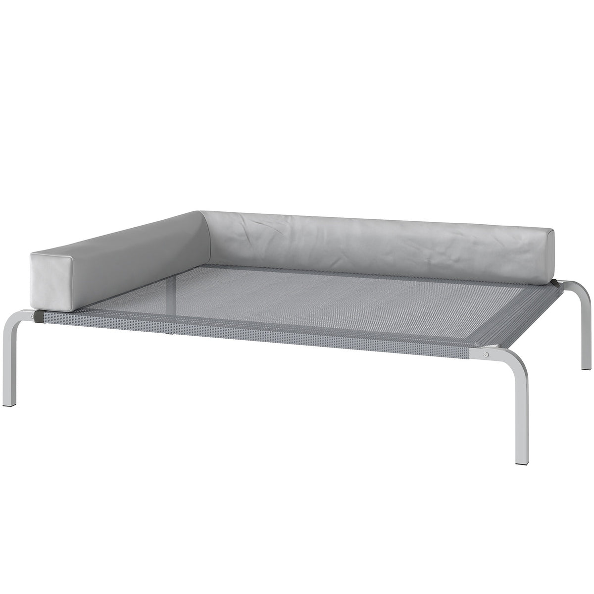 Outdoor Dog Bed, Raised Dog Bed for Medium-Sized Dogs, with L-Shaped Cushion 110x75x30cm, Light Grey