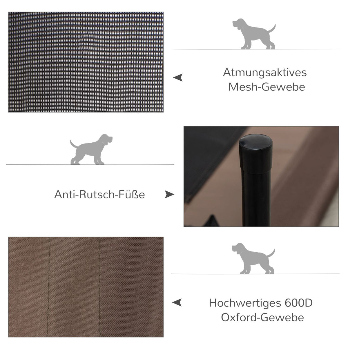 Outdoor Dog Bed Robust Dog Lounger 600D Oxford Brown 76X61X18Cm Dogs & Cats