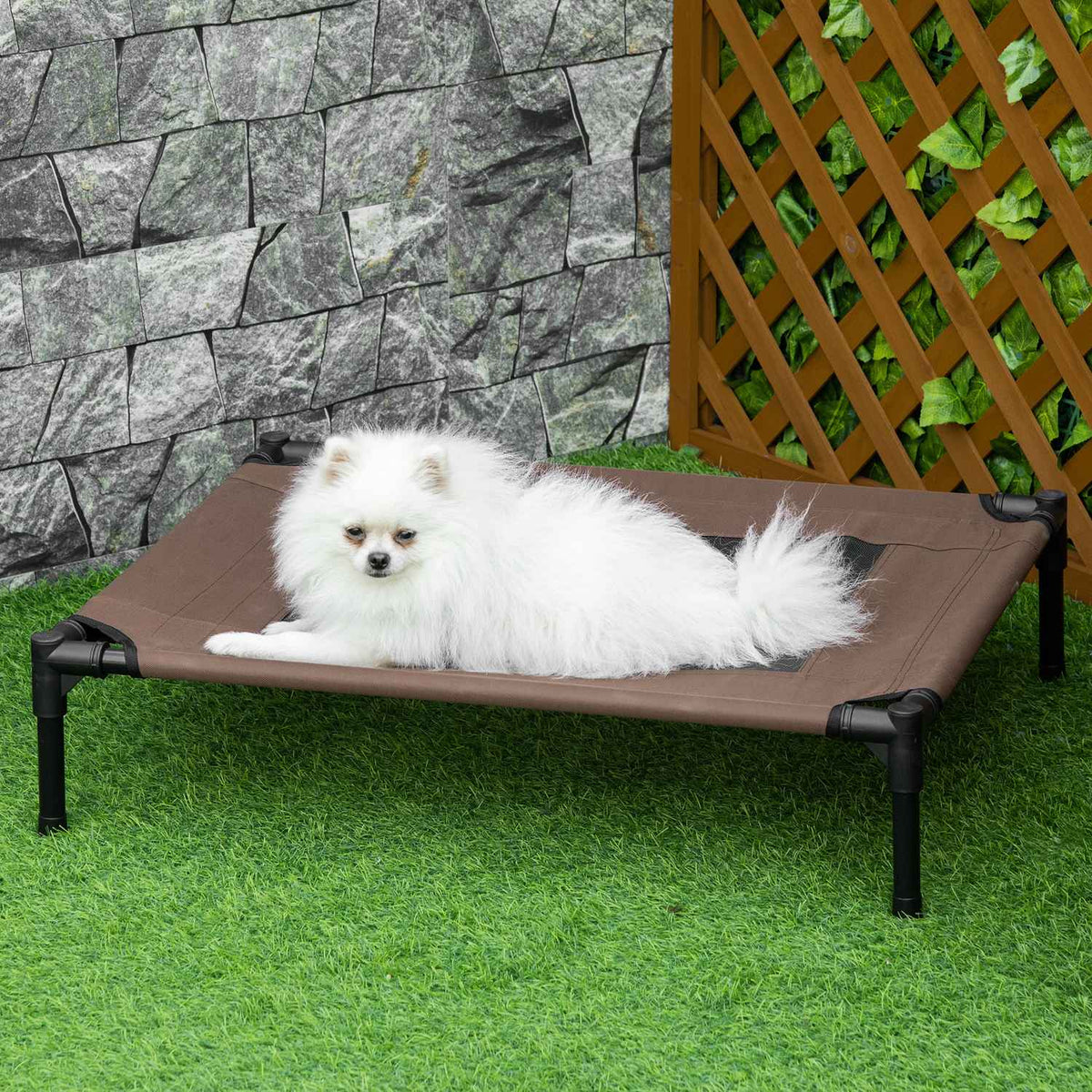 Outdoor Dog Bed Robust Dog Lounger 600D Oxford Brown 76X61X18Cm Dogs & Cats