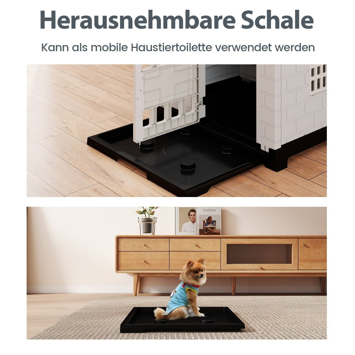 Outdoor Dog House with Door, 3 Windows, Removable Floor