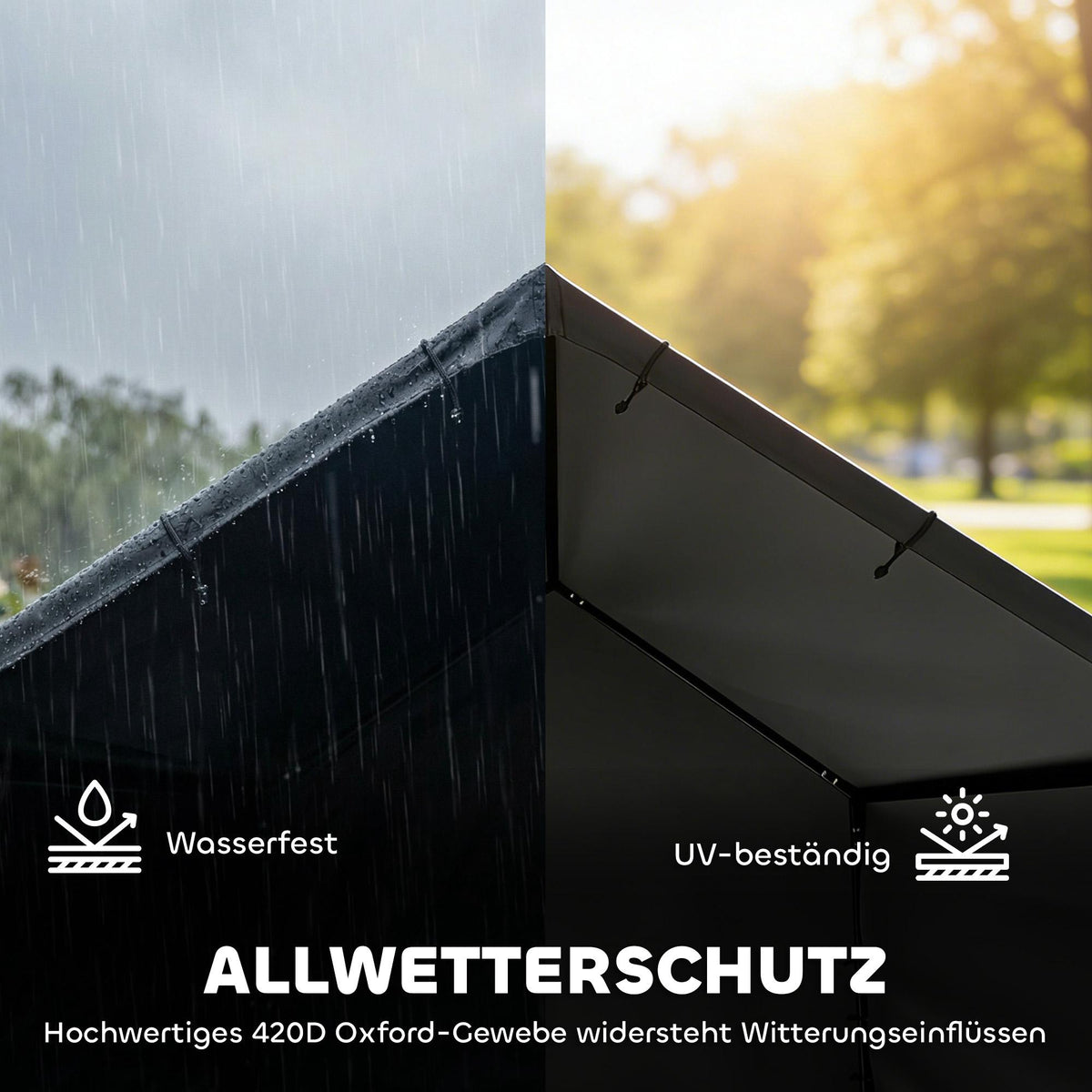 Outdoor Dog House with UV-Resistant Canopy, 125x110x93 cm