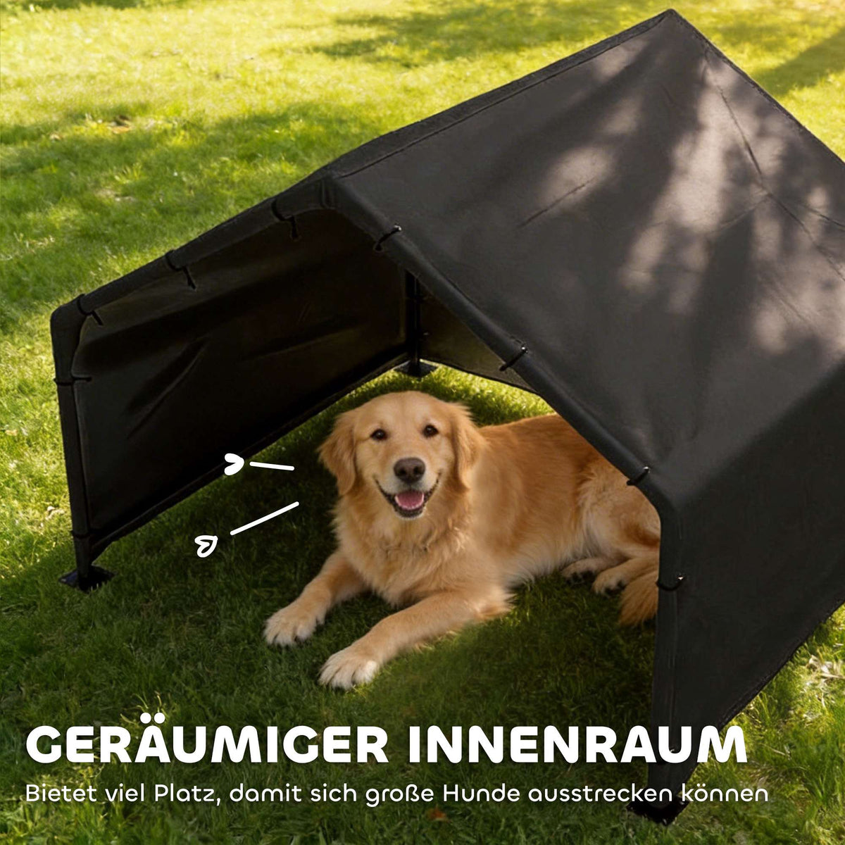 Outdoor Dog House with UV-Resistant Canopy, 125x110x93 cm