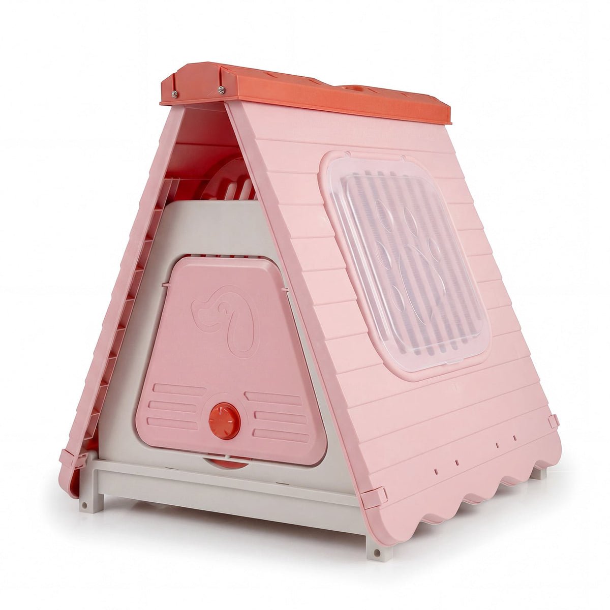 Outdoor Dog House with Ventilated Windows, Foldable, Pink