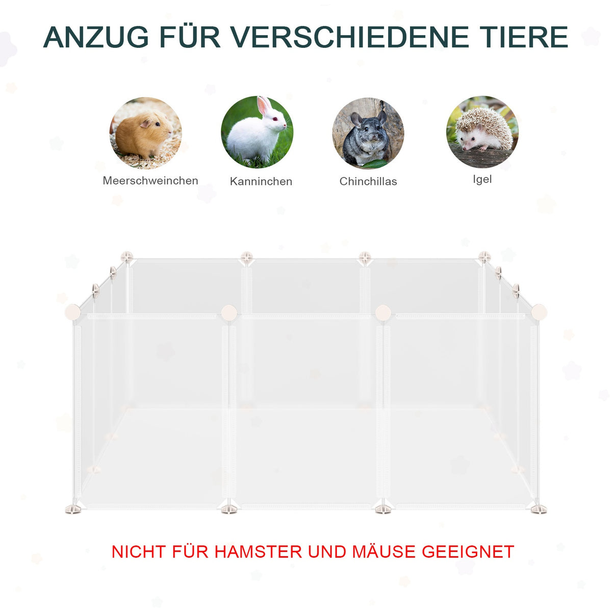 Outdoor Enclosure Diy Mesh Enclosure Small Pets 12 Panels Indoor White 105X105X45Cm